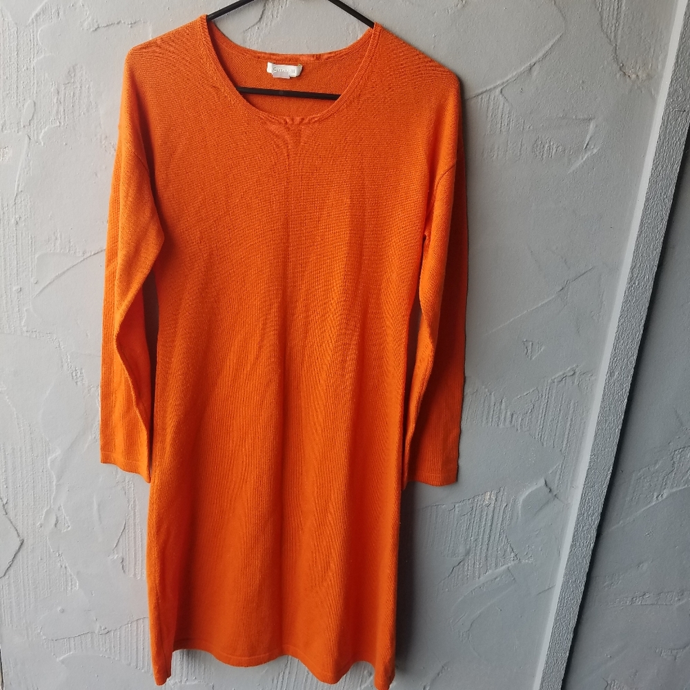 Garnet Hill orange merino knot dress small